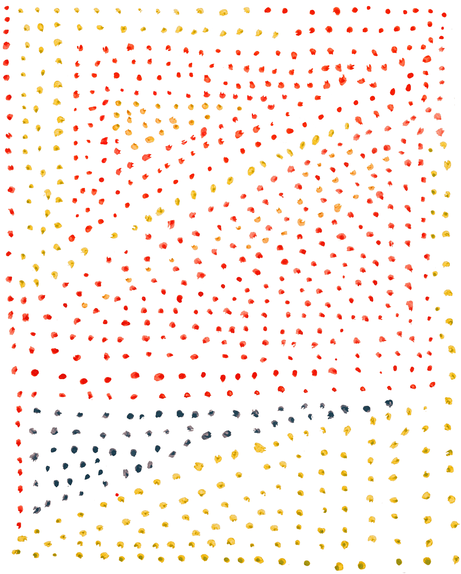 painted dots in red, yellow, and blue